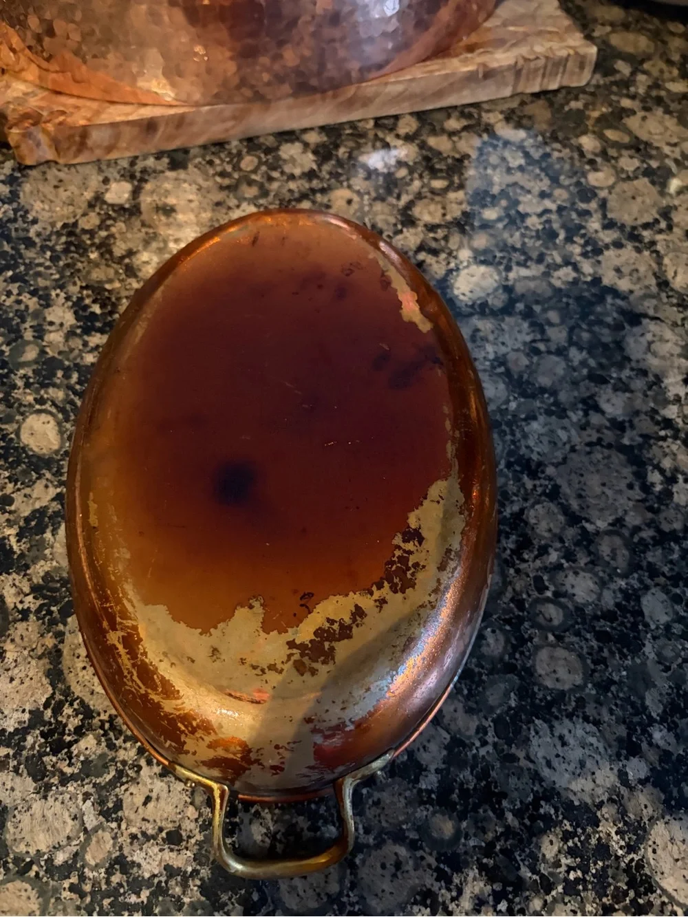 Vintage Copper-Toned Oval Serving Pan with Twin Handles